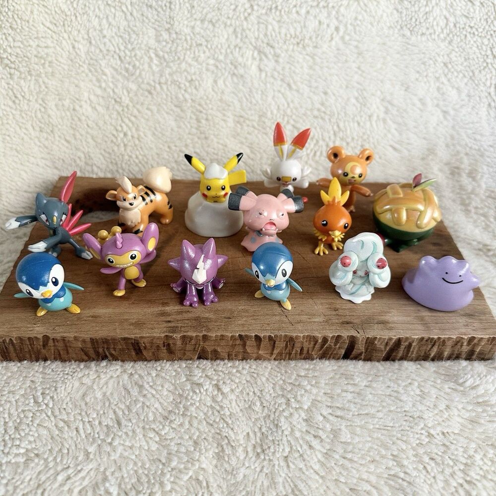 Pokemon Jazwares Battle Action Figures Lot Of 14 Glitter Piplup Ditto Growlithe